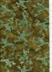 tonga ~ BATIK GREEN FROG ~ fabric retired timeless treasures - Picture 1 of 1