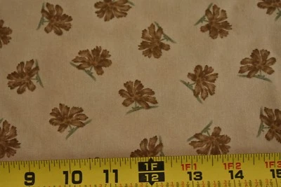 By 1/2 Yd, Brown Floral on Tan Quilt Cotton, Moda/Collections Cause/Marcus,M8487 - Image 1 of 4