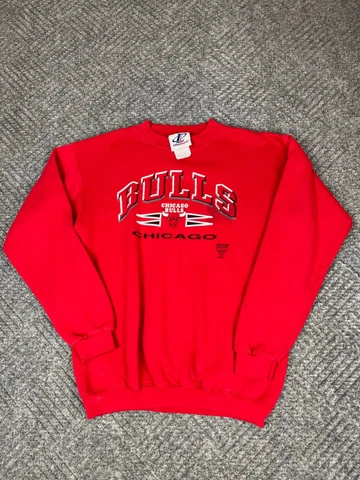 Vintage Chicago Bulls Sweatshirt Youth Size Large 14-16 Red Pullover Crewneck Cover