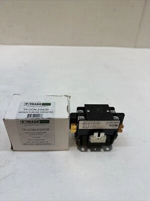 (1) TRADEPRO TP-CON-2/24/30 Contactor With Lugs & Cover 2 Pole 24 VAC 30 Amp