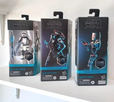 Superviviente Jedi Serie Negra "Star Wars" en muy buen estado. Hasbro (Juego de 3 figuras) "Nuevo". Foto 1 de 4