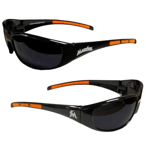 MIAMI MARLINS SUNGLASSES 3 DOT WRAP UV400 PROTECTION AND W/FREE POUCH/BAG NEW Cover