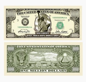 (25) Miss Liberty Novelty Million Dollar Bills - a Top 10 Selling Novelty Bill - Picture 1 of 6