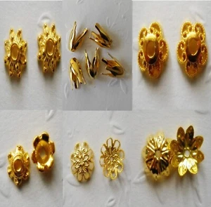 50 Perlenkappen Perlkappen Mix Endkappe Tulpe Blume Gold 6mm-13mm Basteln Spacer - Bild 1 von 14