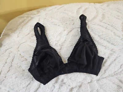 Sutiã Adonna Vintage 34 Preto Nylon Alça Ajustável Fecho Frontal Transparente - Minúsculo - Imagem 1 de 4