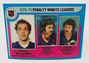 1979-80 TOPPS #4 -Penalty Minutes Leaders - DAVE TIGER WILLIAMS/ DAVE SCHULTZ - Picture 1 of 2