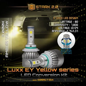 80W 7800LM Flip COB LED Kit 3000K Yellow Light Bulbs Fog Lights Bulbs - 9006 HB4 - Picture 1 of 8