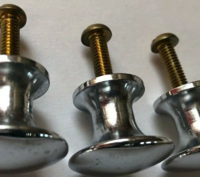 Lot of 4 Chrome Plated Brass Cabinet, Drawer, Cabinet Knobs with Brass Screws - Image 1 of 4