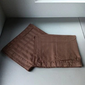 2 Wamsutta pillowcases Chocolate Brown Stripe Sheen Solid Standard Luxury - Picture 1 of 4
