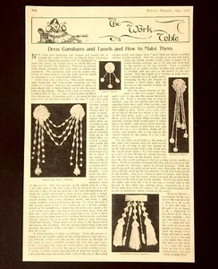 1908 The Work Table Article How To Make Dress Tassels Photos Antique - Picture 1 of 1