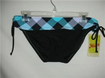 Новый с Ярлыками Hobie бикини низ черный с кристалл синий складной с графический дизайн Med - Изображение 1 из 3