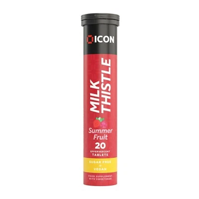 ICON NUTRITION Milk Thistle Effervescent Tablets, Summer Fruit Flavour, Sugar Free + Vegan