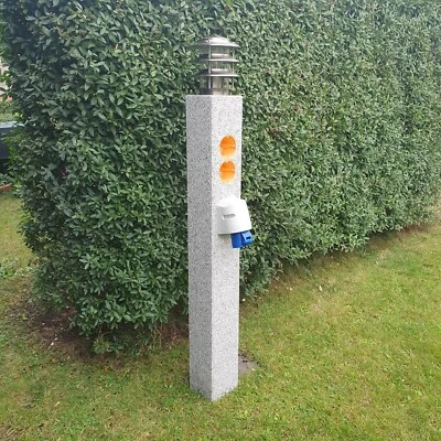 LED Gartenlampe Granit  Wegeleuchte echter Stein 230 V Steinleuchte Außenleuchte - Bild 1 von 4