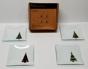 The Pampered Chef Holiday Appetizer Plates (Set 4) 2808 6"×6" Christmas Tree - Picture 1 of 11