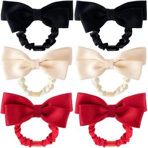 6pcs Ribbon Bow Scrunchie for Women Non-Slip Bowknot Hair Ties Band Elastic B... - Picture 1 of 6