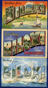 Lot of 3 Biloxi Mississippi Large Letters Linen Postcards A497 - Picture 1 of 2