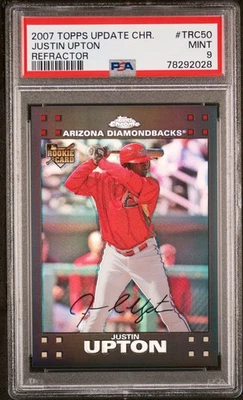 2007 Topps Update Chrome TRC12 Justin Upton Rookie RC Refractor 163/415 PSA 9 - Image 1 of 3