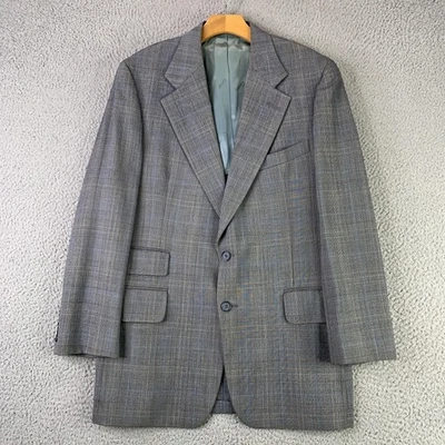 Blazer vintage Botany 500 para hombre 38R gris a cuadros lana 2 botones abrigo deportivo años 80 Foto 1 de 4