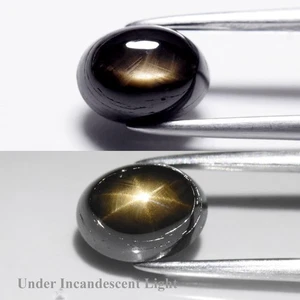 💎 2,58ct 8x6mm Oval Natur Schwarz 6 Strahlen Stern Saphir - Unbeheizt, Thailand Edelstein - Bild 1 von 6