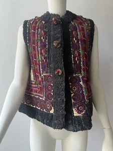 Rare Antique Eastern European Embroidered Sheepskin Vest - Picture 1 of 18
