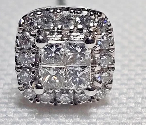 14K White Gold Diamond Earring Single Repurpose/Wear 20 Diamonds 0.82 Grams - Picture 1 of 17