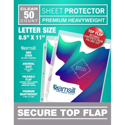 Sheet Protectors, 8.5x11 Inch Page Protectors for 3 Ring Binder, Super Heavy ... - Image 1 of 4