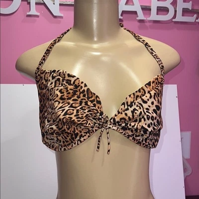 Top de bikini halter con estampado de leopardo No victoria secrete zs 34DDD Foto 1 de 4