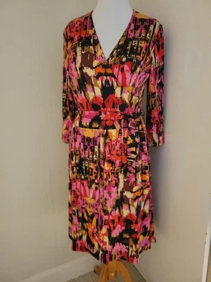 Leota New York Faux Wrap Day-to-Evening Dress Abstract Print Women 1X - Image 1 of 4