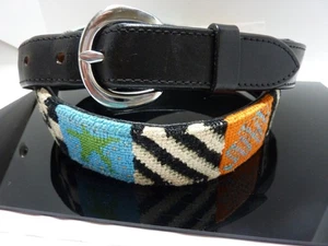 Cintura NERA PELLE ricamata 42 bohemien boho festival western - Foto 1 di 7