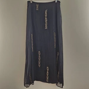 Nitya Black Long Maxi Skirt Size 42 Viscose, Zip, Floral - Bild 1 von 11