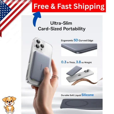 Ultra Slim MagSafe Power Bank 5000mAh Magnetic Portable Charger 0.3" Card-Size B - Image 1 of 4
