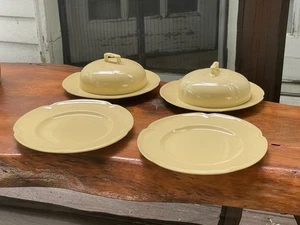 Set 4 Piatti Muffin Johnson Bros Ironstone, Alba Dorata 8” e 2 Coperchi Ventilati - Foto 1 di 7