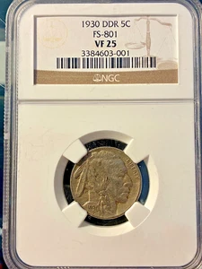 1930-P Buffalo Nickel - 5-Legged, DDR FS-801 - Picture 1 of 3