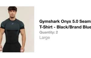 Gymshark Onyx 5.0 Seamless T-Shirt - Black/Brand Blue Size L  IN HAND - Picture 1 of 2