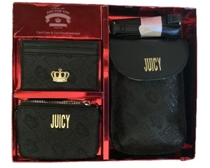 Bolso Bandolera Juicy Couture, Estuche para Tarjetas, Conjunto de Bolsa para Monedas Negro Nuevo en Caja - Imagen 1 de 2