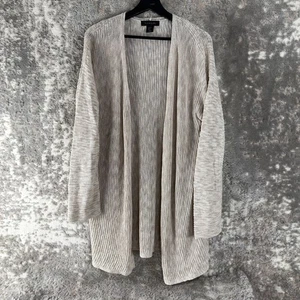 Tahari Size XL Linen Blend Outdoor Open Knit Cardigan Sweater Gray Long Sleeve - Picture 1 of 6