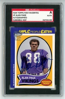 Alan Page 2004 Topps Fan Favorites IP On-Card Autograph HOF Auto SGC A Authentic - Image 1 of 3