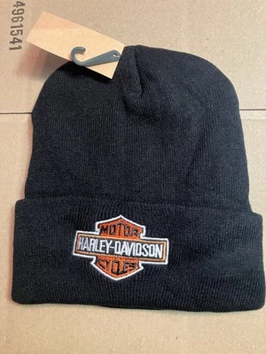 Harley-Davidson Black Knit Beanie Hat Embroidered Logo Winter Hat - Image 1 of 3