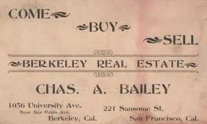 Postcard California CA Berkeley Real Estate Charles Bailey 1903 Advertising Rare - Picture 1 of 2