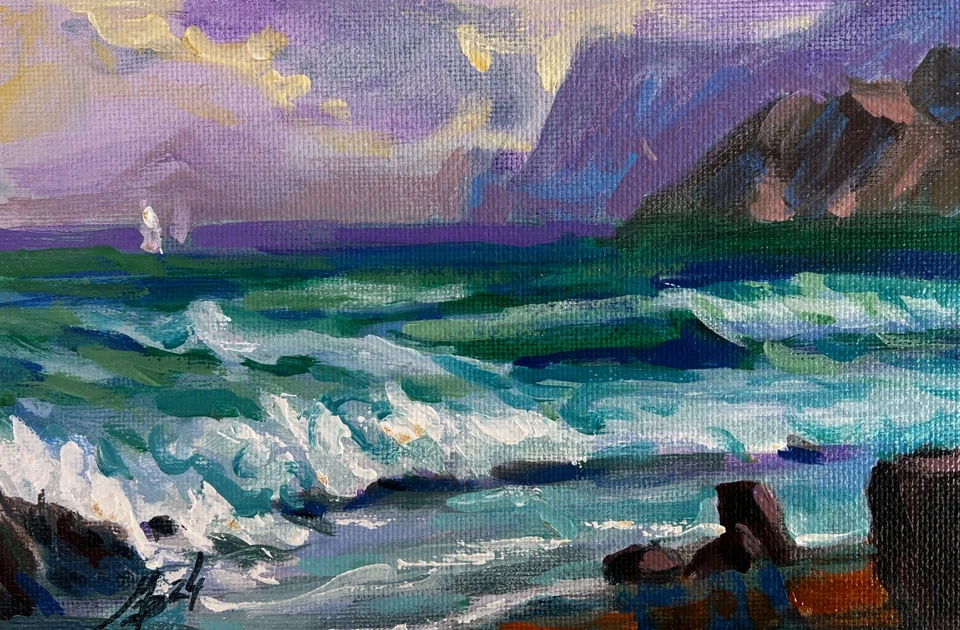 丙烯酸绘画晚风海面 M. Patskan 原版 nAAA4824 — 第 1/4 张图片