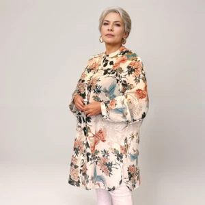 ROCKTHOSECURVES DAMEN SHIRT DAMEN WEISSE VÖGEL DRUCK LANG OMA ÜBERGRÖSSE - Bild 1 von 6