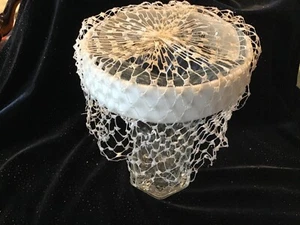 Vtg  Fascinator Hat Velvet Circle With Netting Ivory Harriman of San Francisco  - Picture 1 of 5
