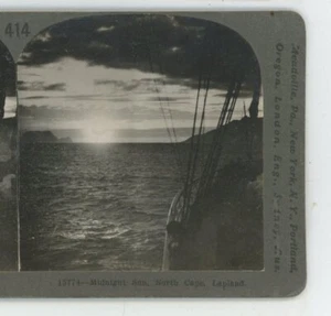 Midnight Sun North Cape Lapland Finland Keystone Stereoview - Picture 1 of 2