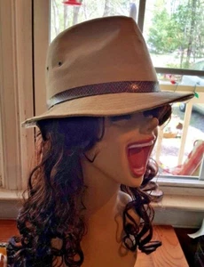 CANVAS FEDORA HAT DICK TRACY STYLE UNISEX VINTAGE MEDIUM 21.5" - Picture 1 of 8