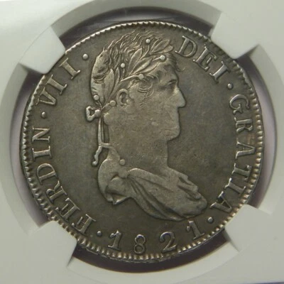 1821 RG 8 Reales:  NGC VF details:  Z 8sR:  Zacatecas Mexico Mint (RARE) - Image 1 of 4