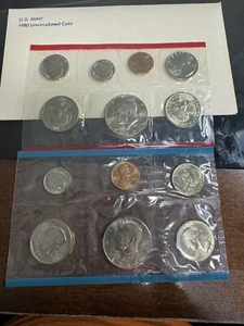 1980 Mint Set Original Envelope 13 Brilliant Uncirculated US Coins BU! - Picture 1 of 2