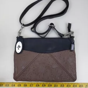Borse in Pelle Purse Women's Brown Crossbody Handbag Western Filigree Leather - Picture 1 of 9