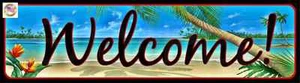 TIKI BAR METAL MINI STREET SIGN 3"X12" USA MADE WELCOME MARGARITAVILLE BEACH - Picture 1 of 1