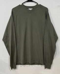 Bachrach Silk Blend V-Neck Sweater Mens XL Olive Lightweight - Picture 1 of 5