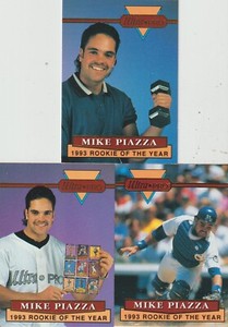 1994 REMBRANDT; MIKE PIAZZA 3 DIFFERENT ULTRA PRO INSERT CARDS